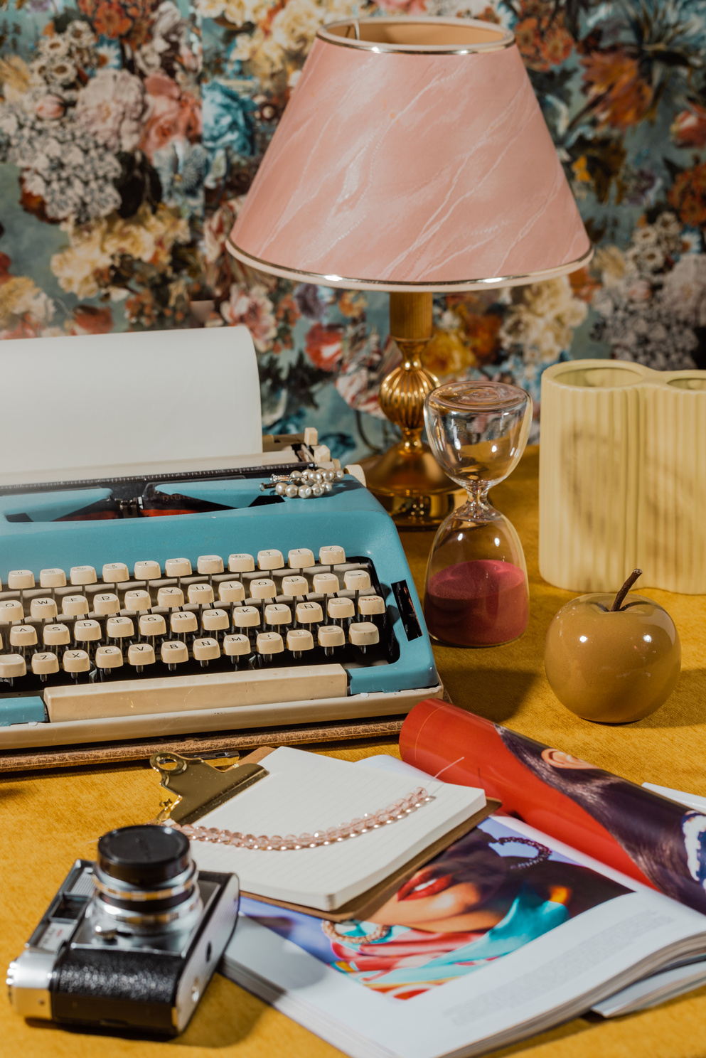 Retro Typewriter on Wooden Desk